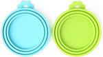 Comtim pet food can cover silicone can lids for dog and cat food, universal size, blue and green