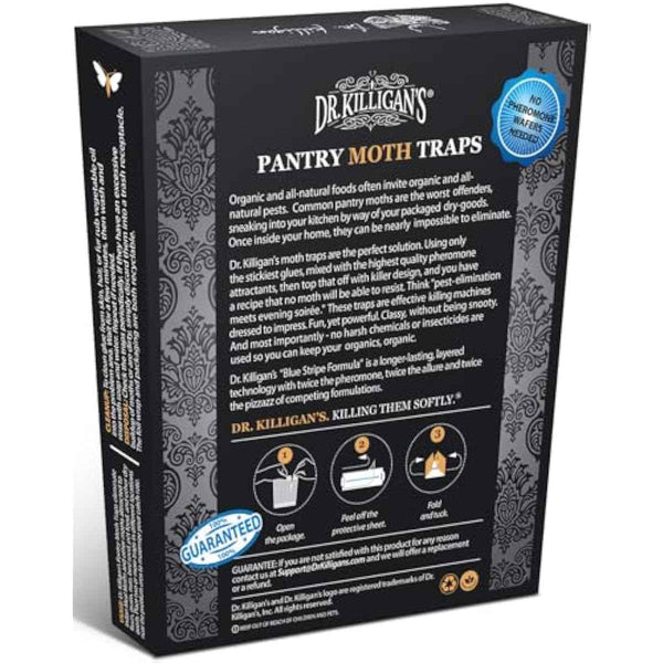 Dr. Killigan's Premium Double Potent Pantry Moth Traps with Pheromones Prime, Sticky Indian Meal Moth Traps for Kitchen, How to Get Rid of Moths in House (6 Pack, Black)