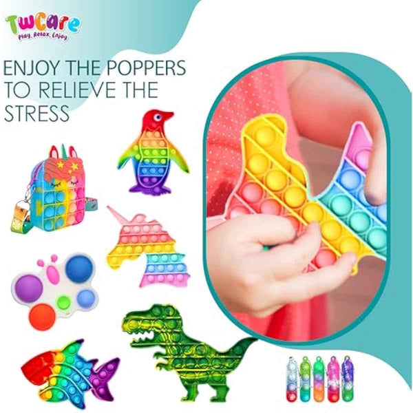 120 Pcs Fidget Toys Pack, Pop Sensory Party Favors Set Gifts for Kids Adults Boy Girl Stocking Stuffers Autistic Bulk Goodie Bag Filler Treasure Box Classroom Prizes School