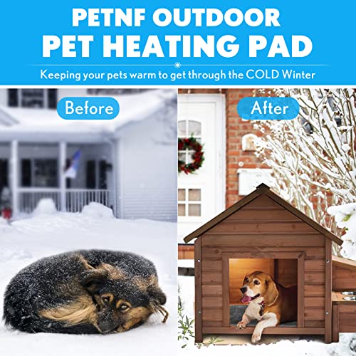 petnf outdoor heated pet bed with waterproof cover for dogs and cats, soft electric blanket auto temperature control