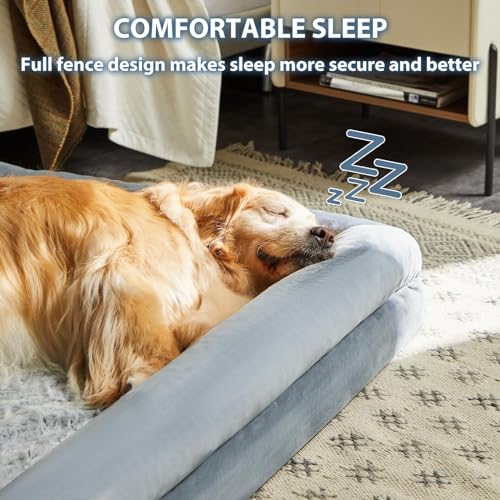 Wnpethome xl extra large dog bed, washable dog couch with removable waterproof cover, orthopedic pet sofa bed with bolster sides for sleeping