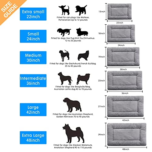 dog bed crate pad for medium/large dogs ultra soft washable anti slip kennel pad for dogs cozy sleeping mat gray 36inch