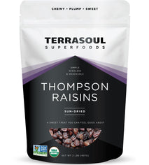 Terrasoul Superfoods Organic Raisins, 2 Lbs, Seedless, No-Sugar Added, No Preservatives