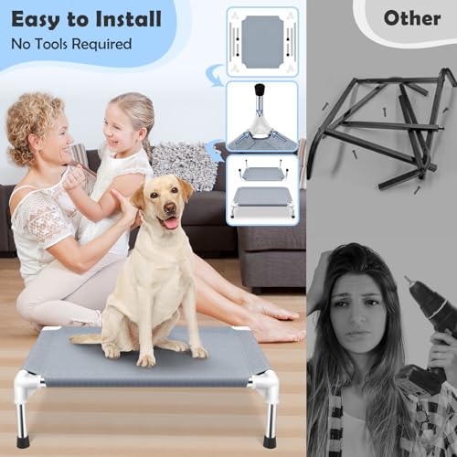 elevated cooling dog bed raised outdoor medium dogs portable pet cots polyester cotton