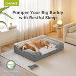light gray, large, orthopedic, waterproof, XL dog bed with cooling gel foam and removable cover