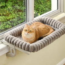 cloud-cuddle cat window perch with 4-sided bolster gray large