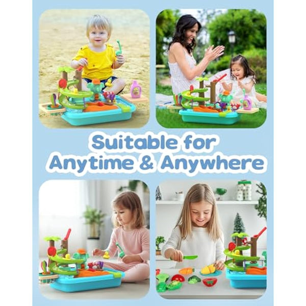 4-in-1 Play Kitchen Sink Toy Set with Running Water, Educational Pretend Play for Kids 3+