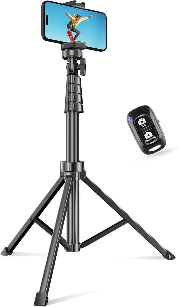 SENSYNE 62" Extendable Phone Tripod & Selfie Stick with Wireless Remote for iPhone and Android Phones
