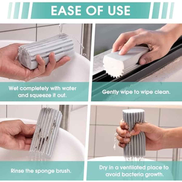 4-Pack Grey Damp Dusting Sponges - Reusable Household Cleaning Tool for Blinds, Fans, Glass, Mirrors