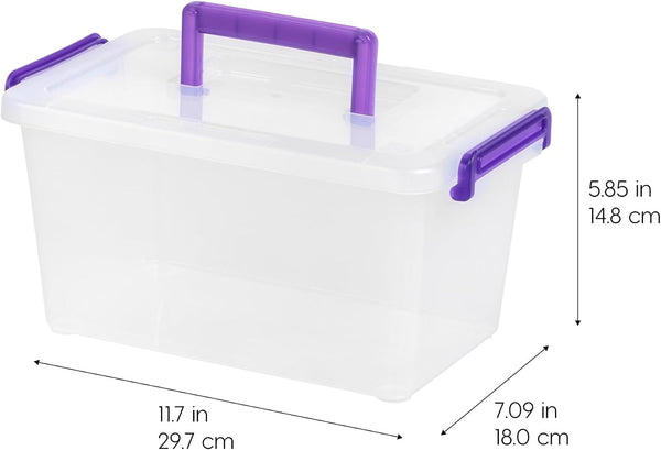 IRIS USA 5 Qt. Plastic Craft Storage Container Bins with Lids, 6 Pack, Small Organizer Tote
