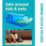 Humane Mouse Trap | Catch and Release Mouse Traps That Work | Mice Trap No Kill for mice/Rodent Pet Safe (Dog/Cat) Best Indoor/Outdoor Mousetrap Catcher Non Killer Small Capture Cage (Blue)