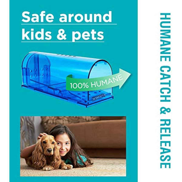Humane Mouse Trap | Catch and Release Mouse Traps That Work | Mice Trap No Kill for mice/Rodent Pet Safe (Dog/Cat) Best Indoor/Outdoor Mousetrap Catcher Non Killer Small Capture Cage (Blue)