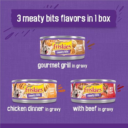 purina friskies gravy wet cat food variety pack, 24 cans, 5.5 oz. each