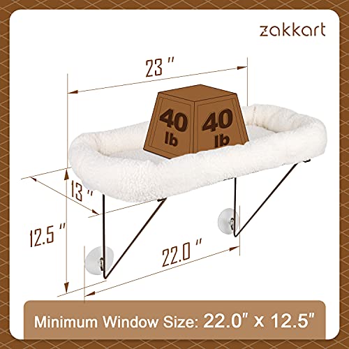 Zakkart metal cat window perch for large cats and kittens with 40lb weight capacity and machine washable bed