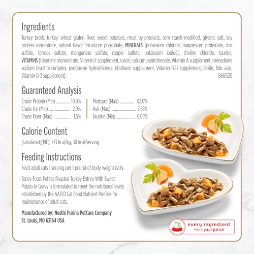 purina fancy feast petites with roasted turkey entrée wet cat food - 2.8 oz tubs - pack of 12