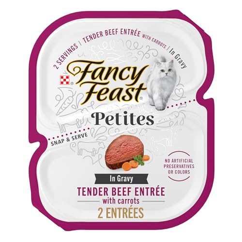 purina fancy feast petites tender beef entree with carrots in gravy gourmet wet cat food (pack of 12) 2.8 oz. tubs