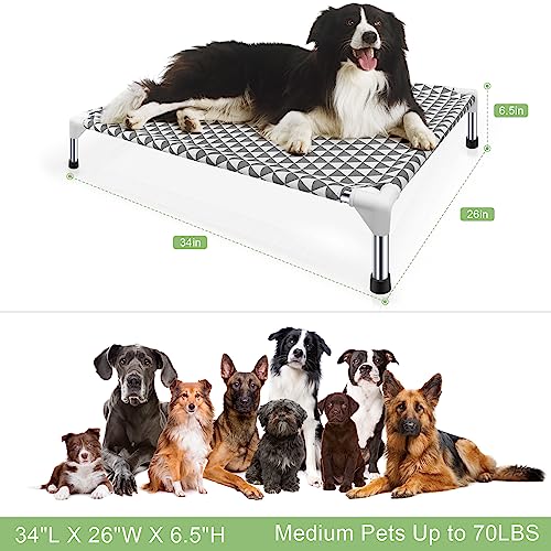 Elevated Cotton Dog Bed, Medium Size, Non-Slip Feet, 70lbs Capacity