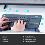 logitech k400 plus wireless touch tv keyboard with easy media control, htpc keyboard for pc-connected tv, android, windows