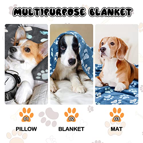 Rezutan 3 pack soft blankets for dogs and cats, 41x31inch, gray/blue/beige, premium flannel