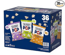 Skinny Real Pop Popcorn Variety Pack Snack Bags Assortment Gift Box, 36 Count