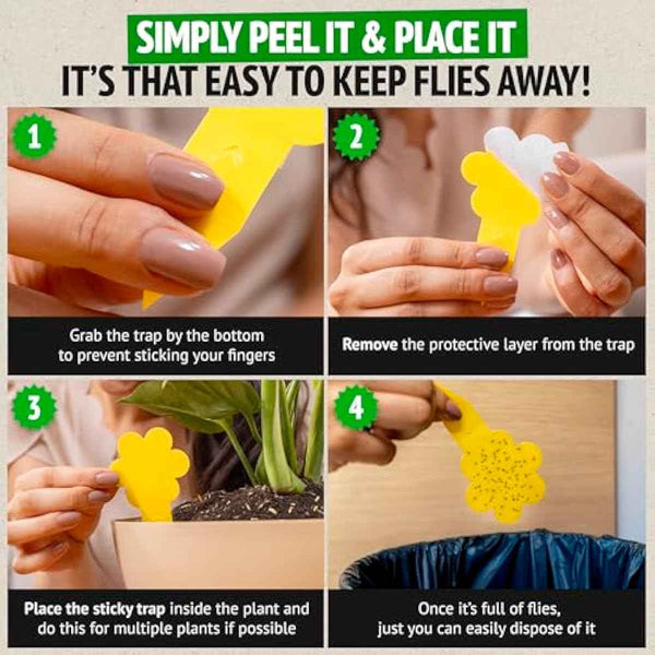 Super Ninja Fungus Gnat Traps, 30 Pack, Yellow Sticky Traps for Indoor House Plants, Non-Toxic and Nature-Friendly