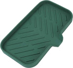 Silicone Bathroom Soap Dishes with Drain Spout-Bathroom and Kitchen Sink Organizer,Sponge Holder,Dish Soap Tray,Perfect for Dispenser,Scrubber,Bottle,Cup on Sink or Counter-Black 4.9"×3.2"