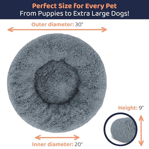 Petloox Donut Dog Bed - Dark Grey, Medium - Ultra-Plush Support for Anxiety Relief and Comfort