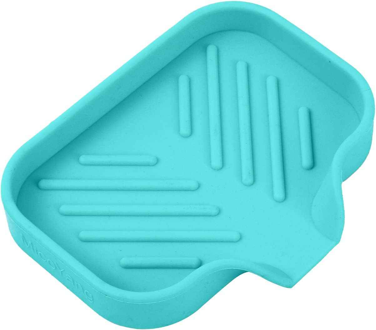 Silicone Bathroom Soap Dishes with Drain Spout-Bathroom and Kitchen Sink Organizer,Sponge Holder,Dish Soap Tray,Perfect for Dispenser,Scrubber,Bottle,Cup on Sink or Counter-Black 4.9"×3.2"
