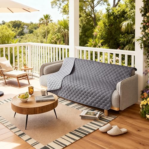 gogobunny 100% double-sided waterproof dog bed cover pet blanket sofa protector for large dogs cats 68x82 dark grey light grey