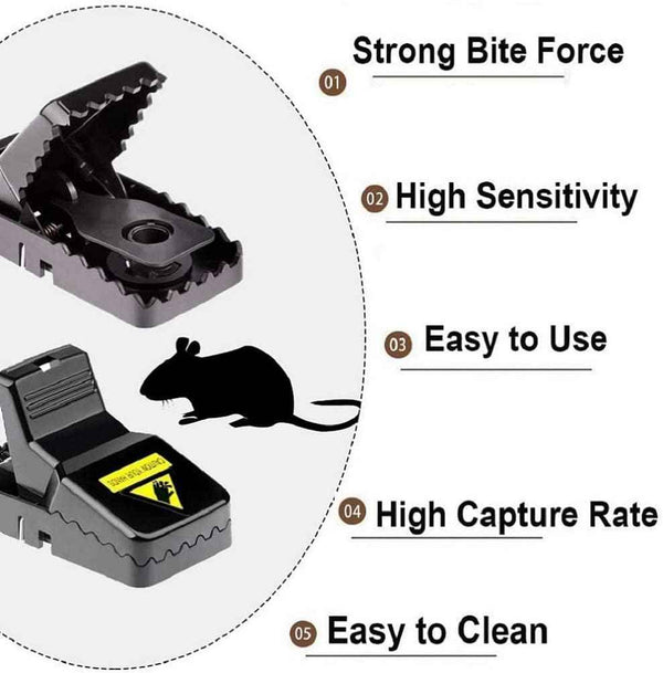 Feeke M01-6Pack Mouse Traps, ABS Plastic and Stainless Steel, 3.9 x 1.7 x 2.0 in, Quick Effective Sanitary Safe Mousetrap Catcher, 6 Pack
