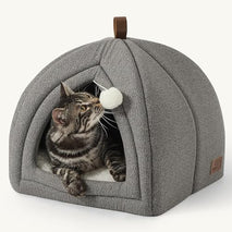 Bedsure cat beds for indoor use - 2 in 1 cat cave house tent for kittens and small pets with removable washable cushioned pillow