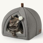 Bedsure cat beds for indoor use - 2 in 1 cat cave house tent for kittens and small pets with removable washable cushioned pillow