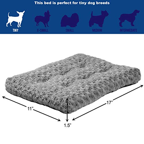 MidWest Homes for Pets XXS QuietTime Deluxe Gray Ombré Swirl Plush Pet Bed, Machine Washable, Non-Skid Bottom, Soft Crate Mat for 18-inch Crates