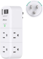 mifaso 3 sided swivel rotating plug surge protector with 6 ac multi plug wall outlets and 3 usb ports