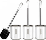 Compact Toilet Brush & Holder, Stainless Steel Handle, Space Saving for Storage