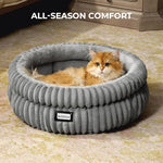 balance cat bed round kitten bed washable pet bed faux fur anti slip bottom