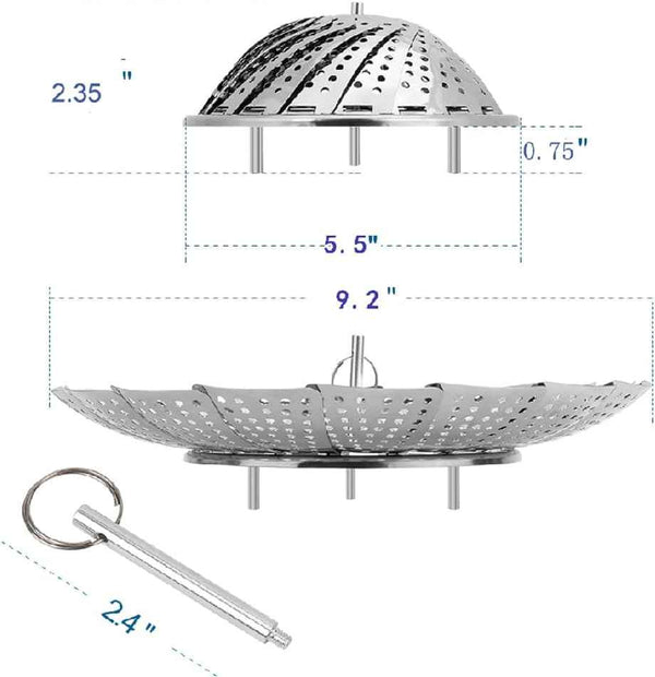 Premium Stainless Steel Veggie Steamer Basket, Expandable to Fit Various Size Pots, 5.5 to 9.2 inches, by SAYFINE