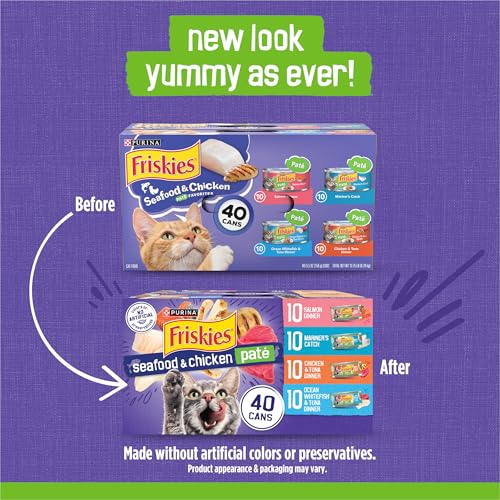 purina friskies seafood and chicken pate wet cat food 40ct variety pack 5.5 oz cans