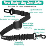 cooyoo dog seat belt 3 piece set adjustable nylon pet safety harness heavy duty elastic