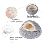 Grey, 20-inch Hooded Dog Bed for Small Dogs up to 22 lbs, Washable Pet Cave Bed with Anti-Slip Bottom