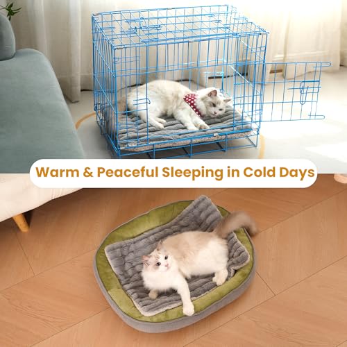 Self Warming Cat Bed, 22x16 Inch Reversible Two-Sided Use Self Heating Mat for Cats and Dogs, Washable Pets Crate Pad for Indoor & Outdoor Use, Non-Slip & Cozy Flannel Base