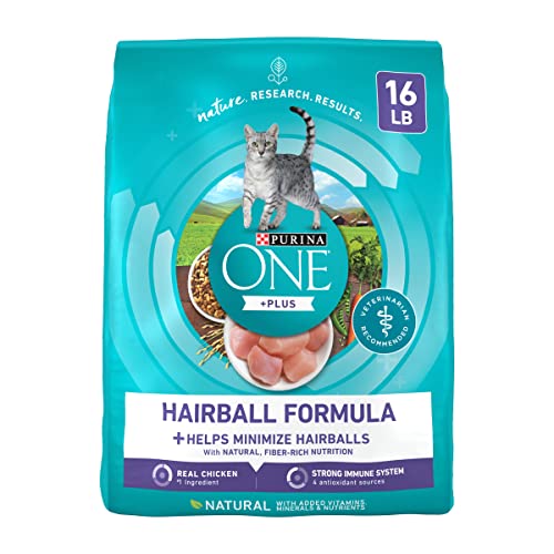purina one natural hairball control cat food, plus hairball formula, 16lb bag