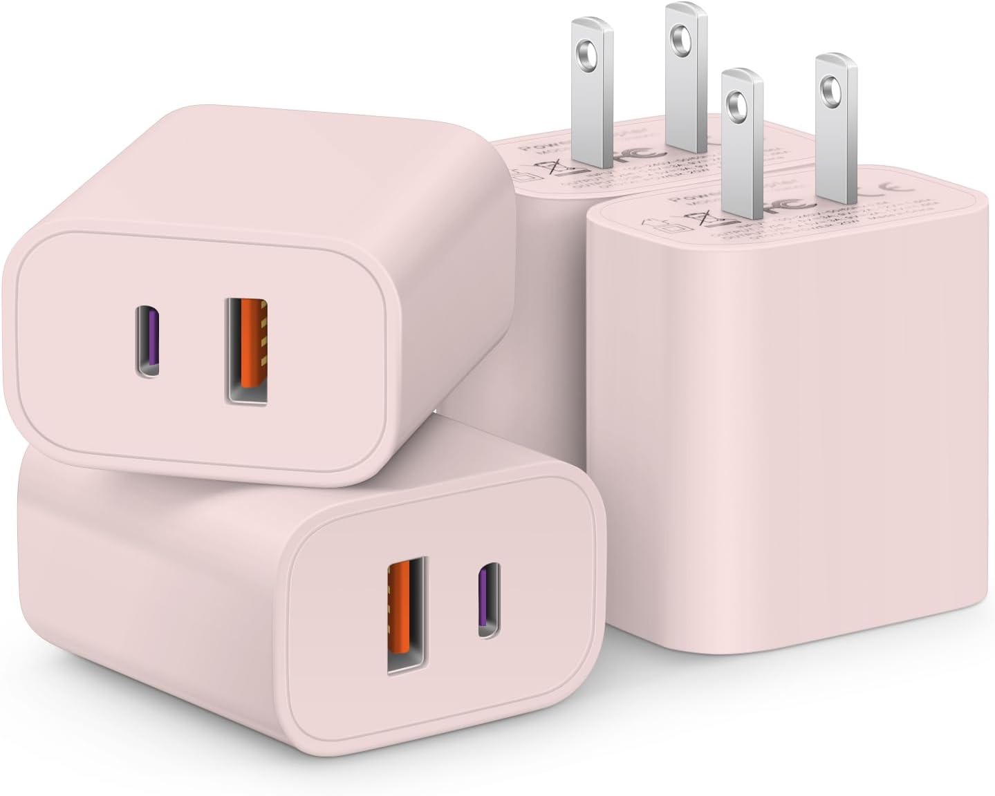 [4 Pack] USB C Charger Block Fast Charging Multiport Adpater [PD 20W USB-C & QC 3.0 USB-A Port] for i Phone 17/16/15/14/13/12/11/X/8, i Pad, Galaxy, Google, Galaxy & More - Rayz Mart