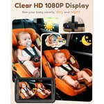 Rohent HD 1080P rear-facing baby car camera with 150° wide-angle lens, night vision, and adjustable display