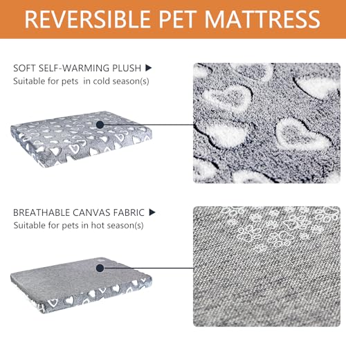 vankean reversible cool and warm dog bed mat for crates 48x30x3 grey xx-large