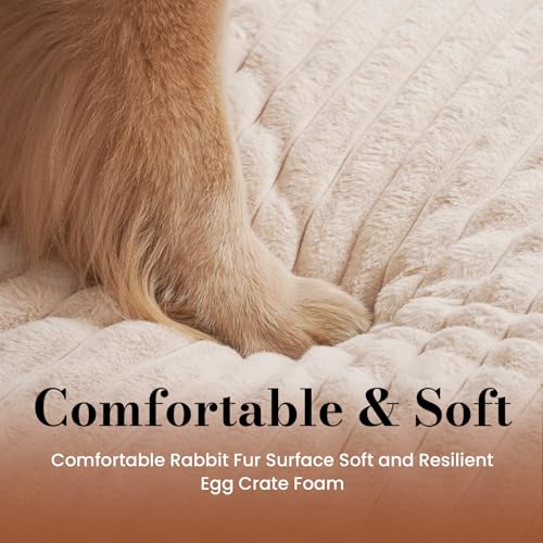 Dog Beds for Large Sized Dog, Orthopedic Pet Bed with Waterproof Lining, Soft Short Plush Surface & Egg Crate Foam, Machine Washable Pet Bed with Removable Cover & Anti Slip Bottom