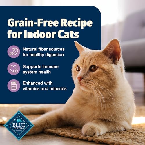 Blue Buffalo Freedom Grain-Free Adult Dry Cat Food 5-lb Bag, Complete Indoor Cat Nutrition with Chicken Recipe
