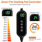 gray cat heating pad with adjustable temperature & timer for indoor cats, 18"x16", small