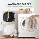 CATISM plush hooded cat bed, calming nest, self-warming cave for indoor cats or small dogs, removable washable cover with non-slip bottom