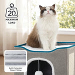 Bedsure Large Grey Cat Cave with Fluffy Ball and Scratch Pad, Foldable, Indoor Pet House for Cats, 16.5x16.5x13 inches